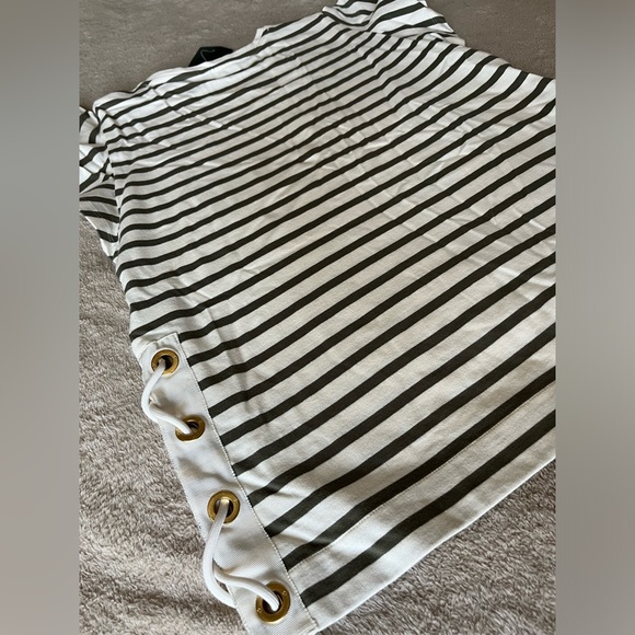 Ralph Lauren XS petit Stripe short sleeve top with laces cotton Womens NWT $69 - Picture 5 of 7